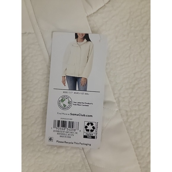 Member's Mark Ladies Sherpa Jacket Size XXL White - Picture 3 of 3